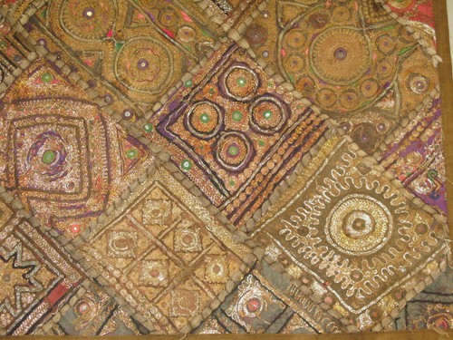 Vintage Suzani Needlework Mirrorwork Cloth Rajasthan Textile Rabari 42"x72" Kuch - Picture 2 of 8