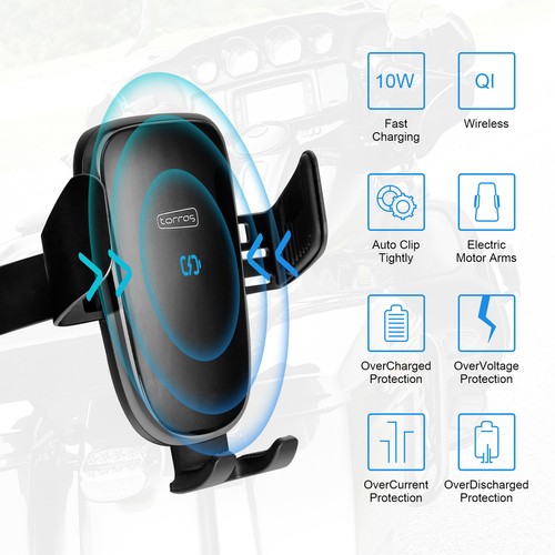 Phone Holder Mount Automatic Clamping Bracket Fit For Harley Touring Sportster - Bild 6 von 11