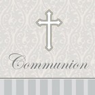 Communion 3ply Lunch Napkins, Silver Devotion Cross - 16 Count