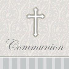 Communion 3ply Lunch Napkins, Silver Devotion Cross - 16 Count