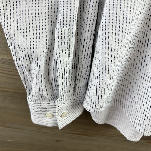 Theory Mens Shirt Irving Pigment Stripe Long Sleeve Button Up White Blue XL - Picture 4 of 10