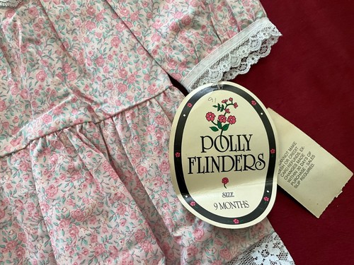 Vintage Polly Flinders Pink Flowers Baby Girl Dress Lace Detail Size 9 mos NWT - Picture 14 of 14