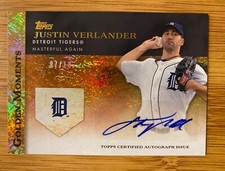 Justin Verlander Topps Golden Moments Autographed Gold Parallel Beautiful! 7/10 