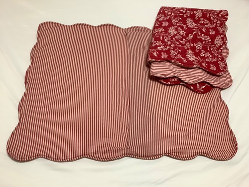 Red 100% Cotton Bedspread Set 4-Piece Queen Shams Skirt Reversible 89” X 87” - Picture 19 of 23