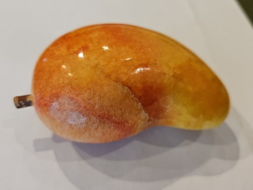 Vintage Italian Hand Carved Stone Mango Fruit Shaped Onyx Alabaster Marble MCM - Picture 2 of 10