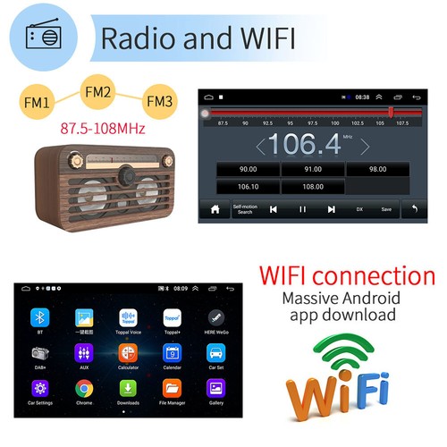10.1 Car Stereo Radio Android 13 GPS Wifi FM BT 2Din TouchScreen Mirror link CAM - Picture 11 of 21