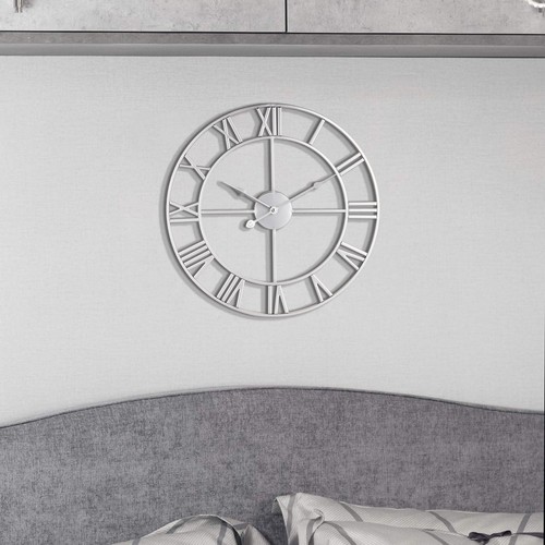 Large Modern Metal Wall Clocks Vintage Round Nearly Silent Little Ticking Bat... - Picture 8 of 8