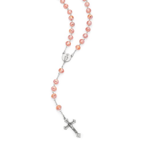 Rosario con Perline Cristallo Rosa Logo Giubileo 2025 Medaglia Miracolosa Papa Vaticano - Foto 2 di 5