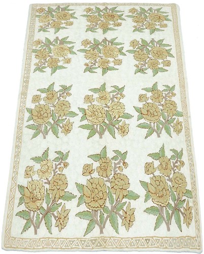 Chainstitch Kettenstich Teppich 120x180 Handgewebt Beige Blumen Handarbeit d - Picture 2 of 8