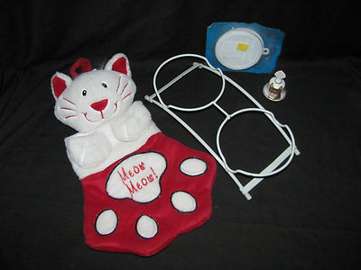 Plush Cat Paw Gift Holder, Bone China Bell, Cat Food Dish Caddy & Can Covers 