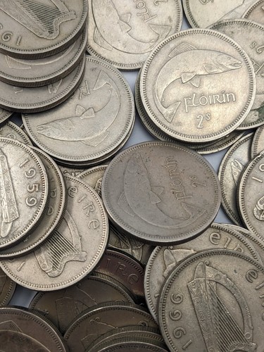 Ireland; Irish Pre Decimal Florin Coin, 2 Shilling From Circulation, Choose Date - Picture 1 of 12