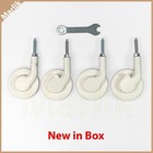 Pack of 4, Ikea BEKANT Casters Wheels Legs, White Rubber Coated, 203.724.57, NEW