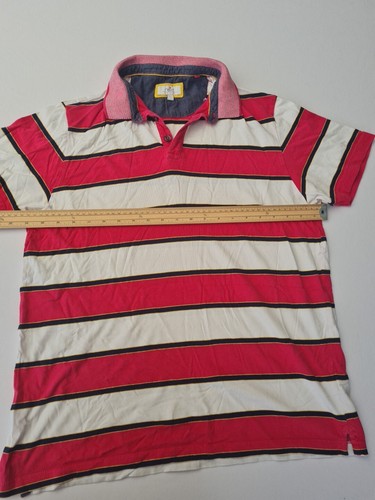 Camisa Polo Para Hombre Próxima Talla L Rojo/Blanco Rayas Botón Cierre 28456 - Imagen 9 de 13