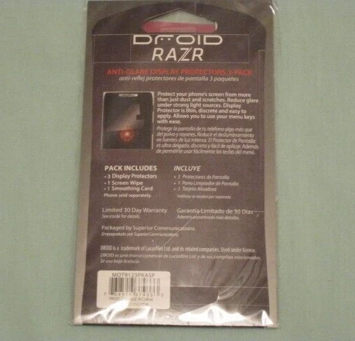 Single Anti-Glare Screen Display Protector for DROID Razr Motorola - Image 2 of 2