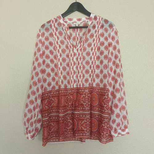 TALBOTS Oberteil Bluse mit leichten Motiven bedruckt langarm Gr. M Damen