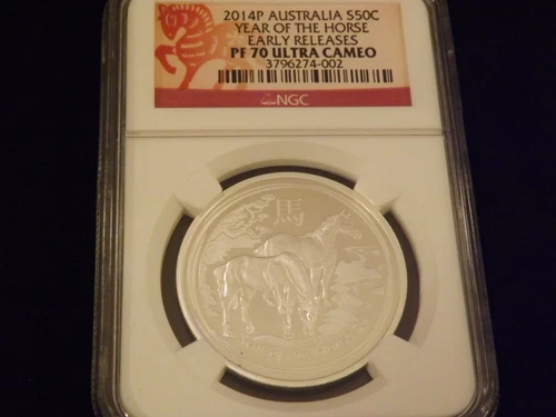 2014-P   50 Cent  Year Of The Horse  Early Releases   NGC PF 70 Ultra Cameo