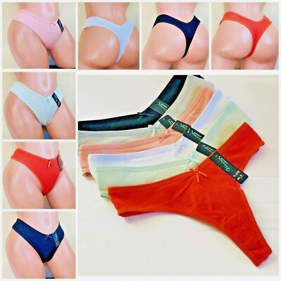 Lot 6/12 Women Thongs T-back Sexy Panties Cotton G-String Jersey V-shape 2104