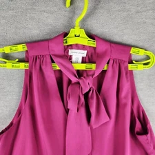 Adrianne Vittadini Woman Medium Pink Magenta Career Blouse Tie Sleeveless EUC