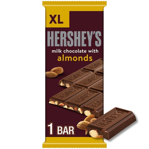 Hershey's Milk Chocolate with Almonds XL Candy, Bar 4.25 oz, 16 Pieces - 第 1/4 張圖片