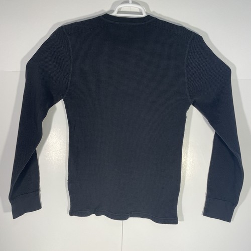 J. Crew Wallace & Barnes Henley Hemd Herren M schwarz Thermo Langarm Waffel - Bild 2 von 6