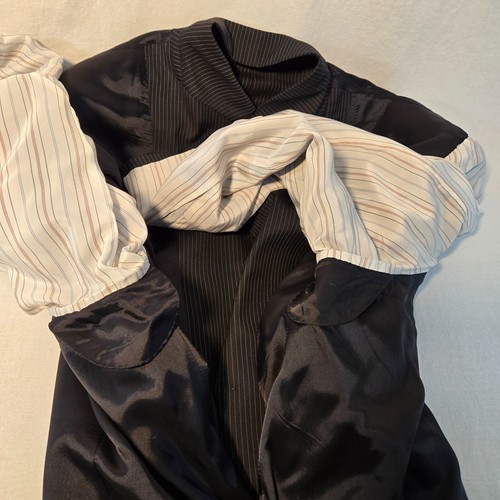 RALPH LAUREN Dillard's BLACK 100% Wool WHITE Pinstripe Blazer Men's Size 50R. - Picture 11 of 18