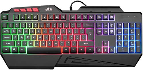 RK202 RGB Gaming Keyboard Multiple Color Rainbow LED Backlit USB Wired Retro - Bild 1 von 6