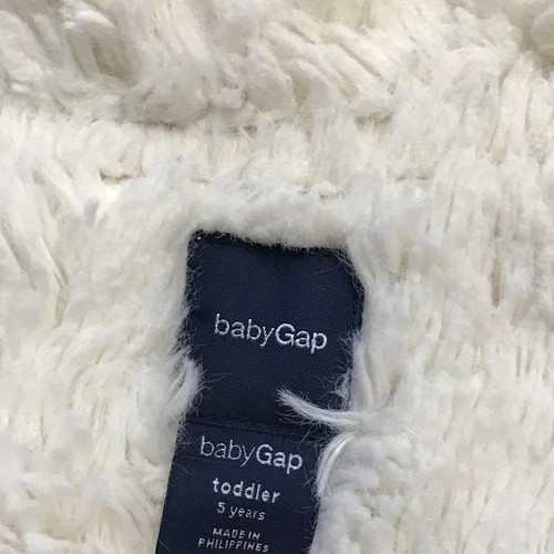 Gap Gray and Cream Embroidered Logo Full Zip Sherpa Lined Hoodie Toddler Size 5 - Picture 6 of 8