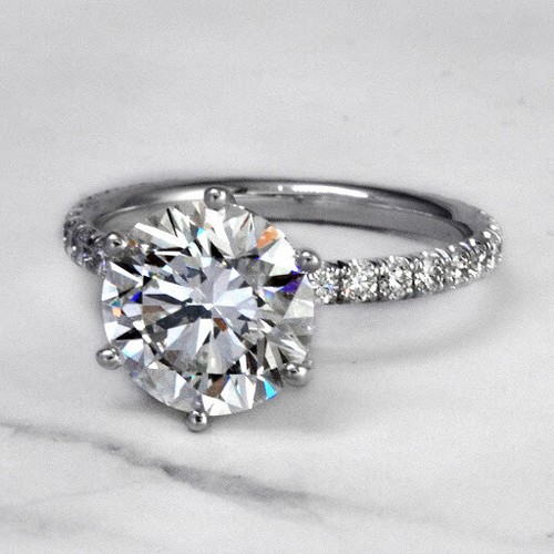 Stunning 3.50 Ctw Round Cut Diamond 6 Prong Engagement Ring J, VS2 GIA 14k - Bild 1 von 7