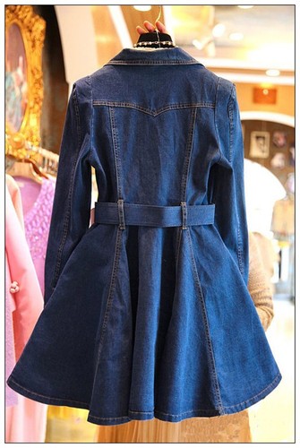 Moda Nuevo Mujeres Denim Jean A Cintura Cintura Camisa Vestido Profunda V Dulce Vestido - Imagen 2 de 12