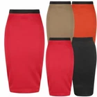 New Women Plain Jersey Pencil Coloured Bodycon Stretch Long Tube Skirt Size 8-14