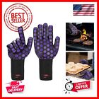 Heat Resistant Oven Glove:EN407 Certified 932 °F, 2 Layers Silicone Coating, ...