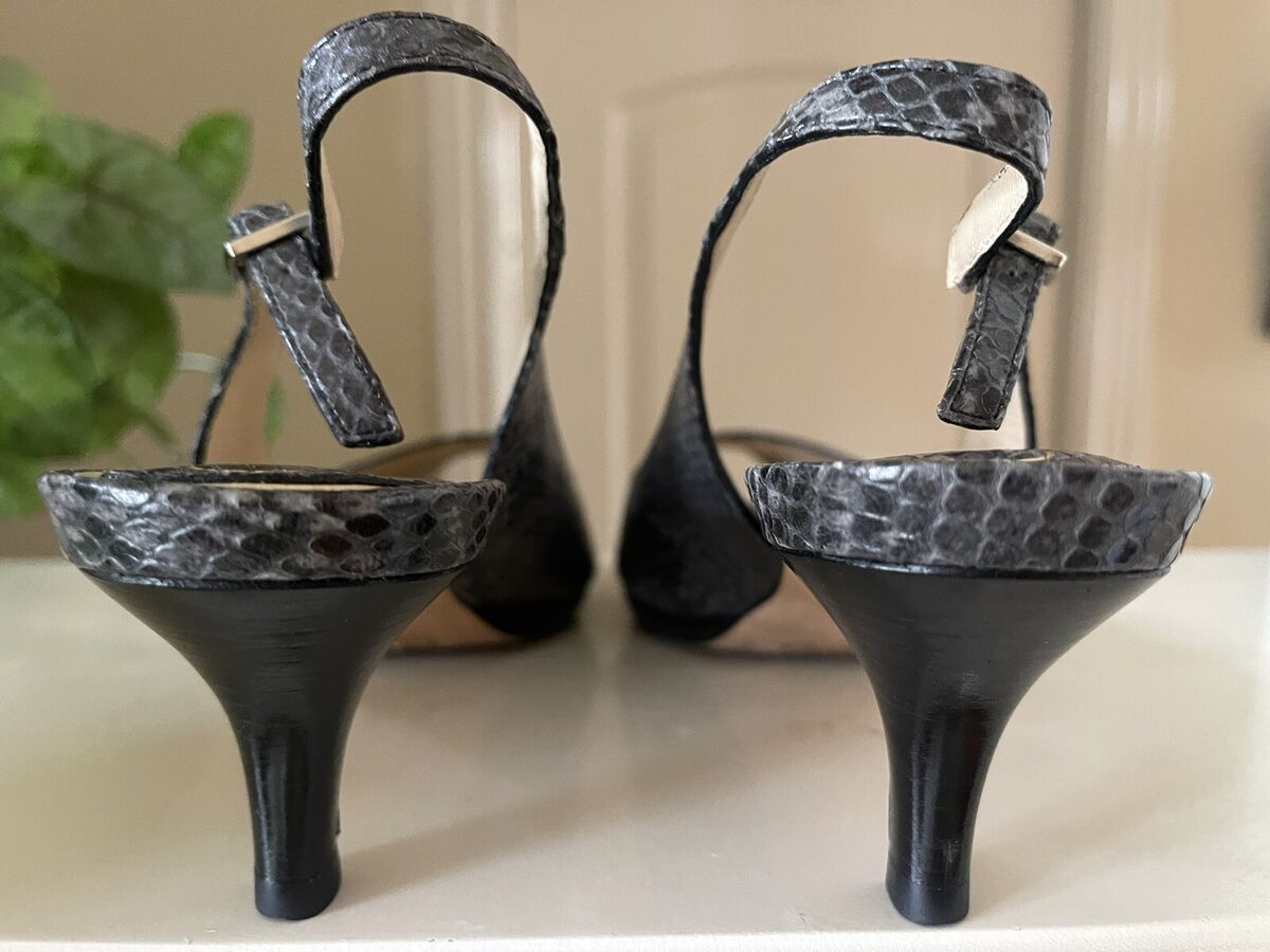 Cole Haan Nikeair Charcoal Snake Embossed Open Toe Leather Cole Haan Nikeair Charcoal Snake Embossed Open Toe Leather
