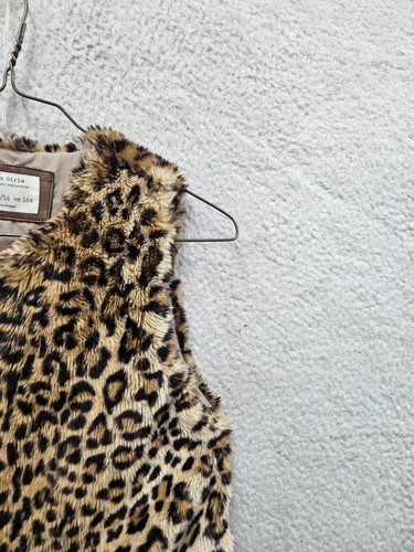 Zara Girls Outwear 13/14 Brown Animal Print Poly Blend Sleeveless Faux Fur Vest - Picture 3 of 17