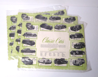 #ad 1960s Vintage Restaurant Paper Placemats Classic Cars Springprint Lot of 18 $28.99