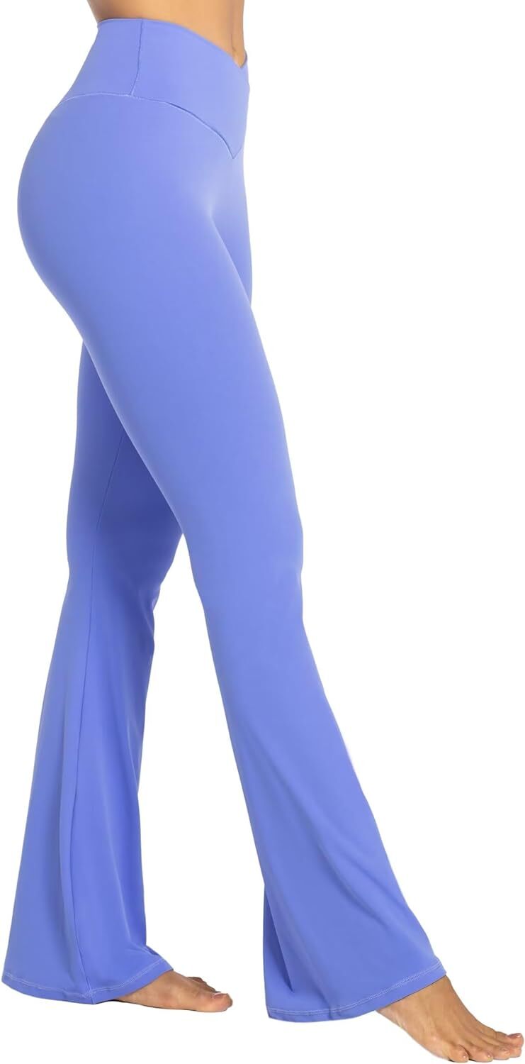 Sunzel Womens Flare Leggings with Tummy Control Crossover Waist and