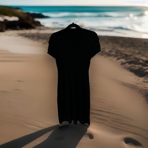 Antonio Melani Sweater Dress Women’s Black Size Small Mock Neck Pleated Waist