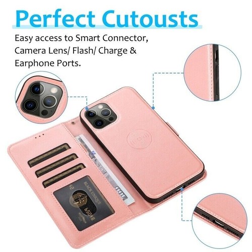 iPhone 16 15 14 13 12 11 Pro Max XS Magnetic Leather Removable Wallet Case Cover - Picture 55 of 83