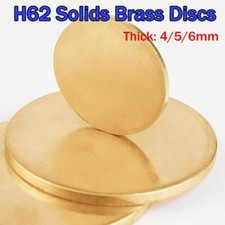 H62 Solids Brass Discs Blanks Metal Round Sheets OD 10mm-300mm Thickness 4/5/6mm