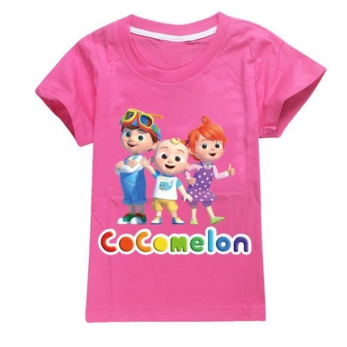 Kids Cocomelon Print Casual Short Sleeve T-Shirt Boys Girls Cotton Top Age 2-16 - Picture 4 of 35