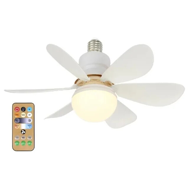 Ceiling Fan LED Light with Remote Control - E27 Easy DIY Screw-In Bulb Fixture