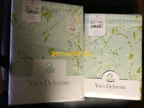 $950 Nuevo Con Etiquetas Nueva Pérgola Yves Delorme Contrapanel Bordado Glicina Seda Algodón - Imagen 19 de 24
