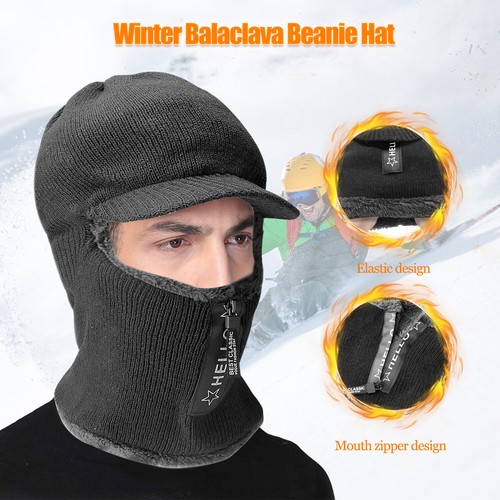 Men Winter Fleece Thermal Balaclava Face Ski Mask Hood Cover Warmer Cold Weather - Picture 22 of 43