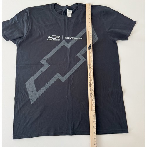 Chevrolet Silverado Black T-Shirt Gildan Softstyle Large Distressed Logo - Picture 7 of 8