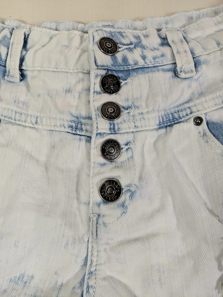 Pantalones Cortos Delia*S Skylar Mujer/Jr's Botón Lavado Ácido Mosca Envejecido Jean Talla 0 Foto 4 de 4