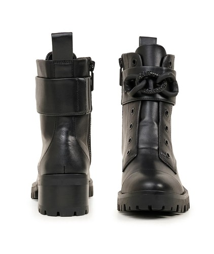 Karl Lagerfeld Botín Pimienta Estrás Negro Combate Suela Lengua con Cremallera 7M/37.5 $199 - Imagen 3 de 13
