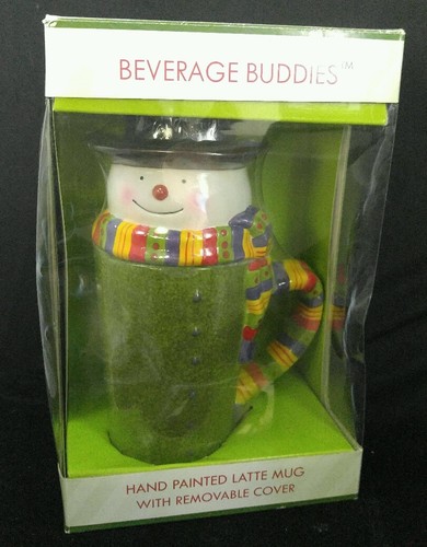 ONEIDA Beverage Warn Buddies™ Winter Snowman Latte Coffee Mug w/ Removable Cover - Picture 4 of 11