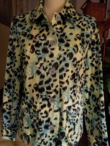Appleseed's Buttondown Watercolor Animal Print Jacket Size Medium NWOT AWESOME! - Bild 4 von 9