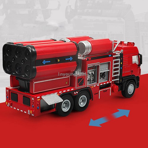 1/50 Smoke Exhaust Fire Truck Toy Model Diecast Fire Engine Friction Powered - Picture 2 of 11