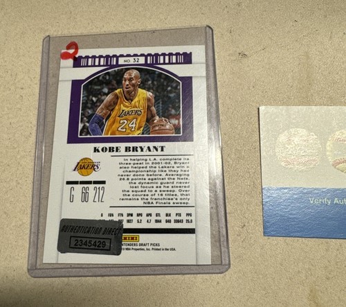 Season Ticket 2019 Panini Contenderskobe Signed Card With COA - Picture 4 of 5
