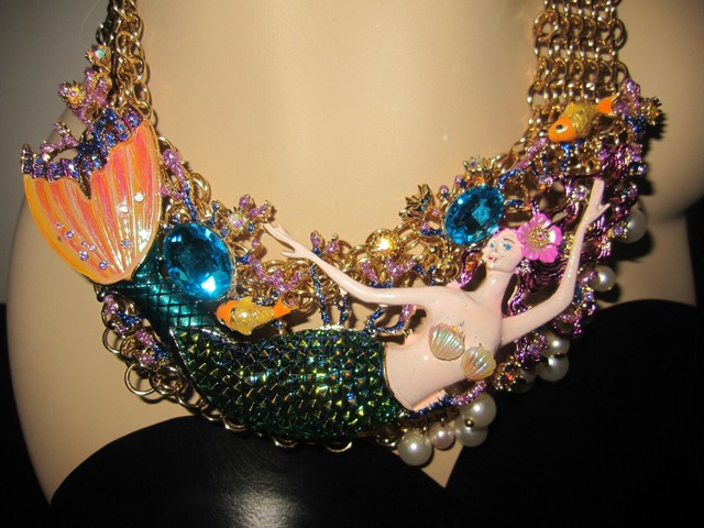 bejeweled mermaid necklace Mermaid statement bib necklace